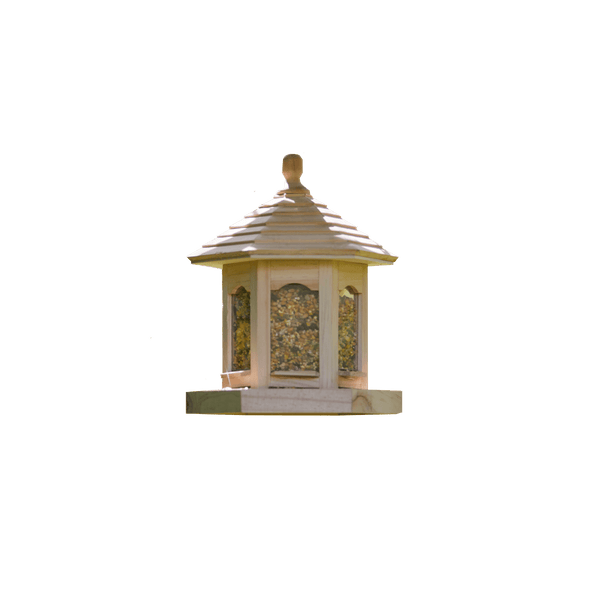 Wooden Bird House with Curved Log Roof