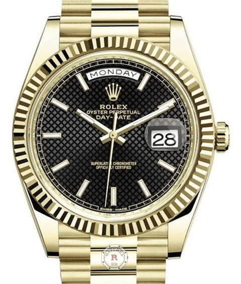 rolex day date yellow gold black dial