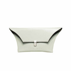 white leather clutch bag