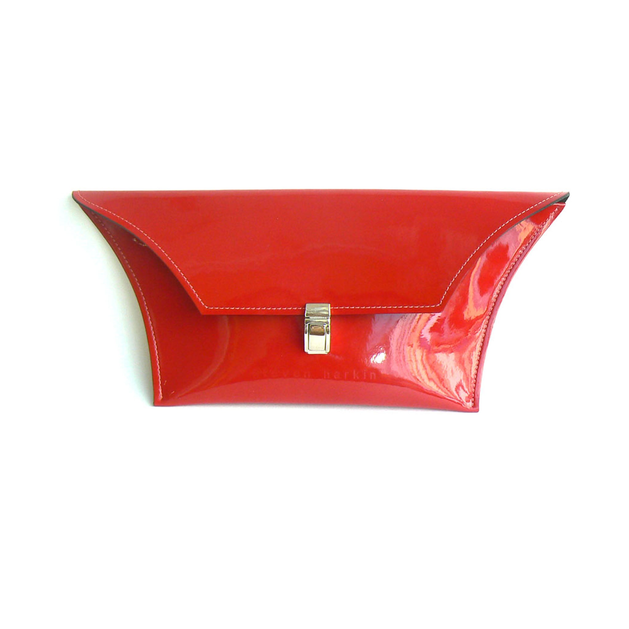 red patent clutch