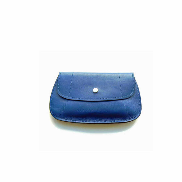 Blue leather purse