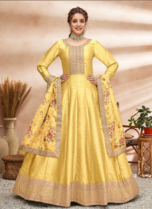 Taffeta Silk Gown with Dupatta – Handicrafts Galleria