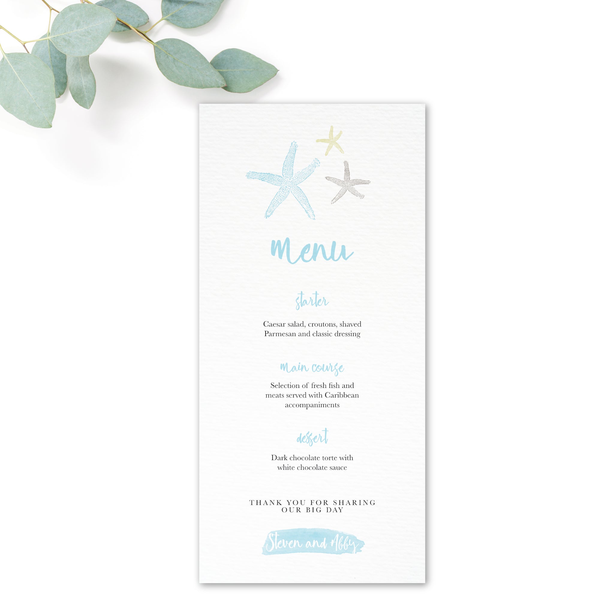 Estrella Wedding Menus