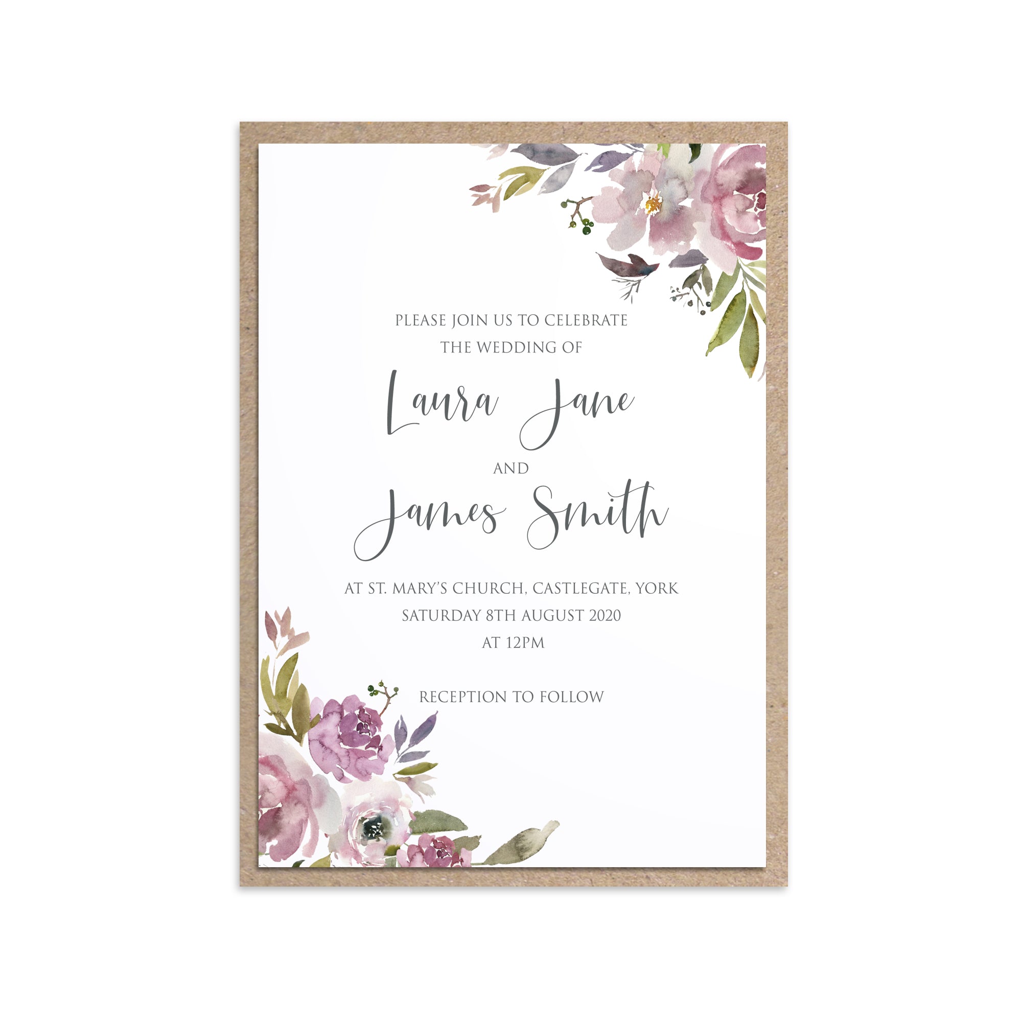 Dusty Rose Wedding Invitations, Mauve, Dusky Pink, Pink