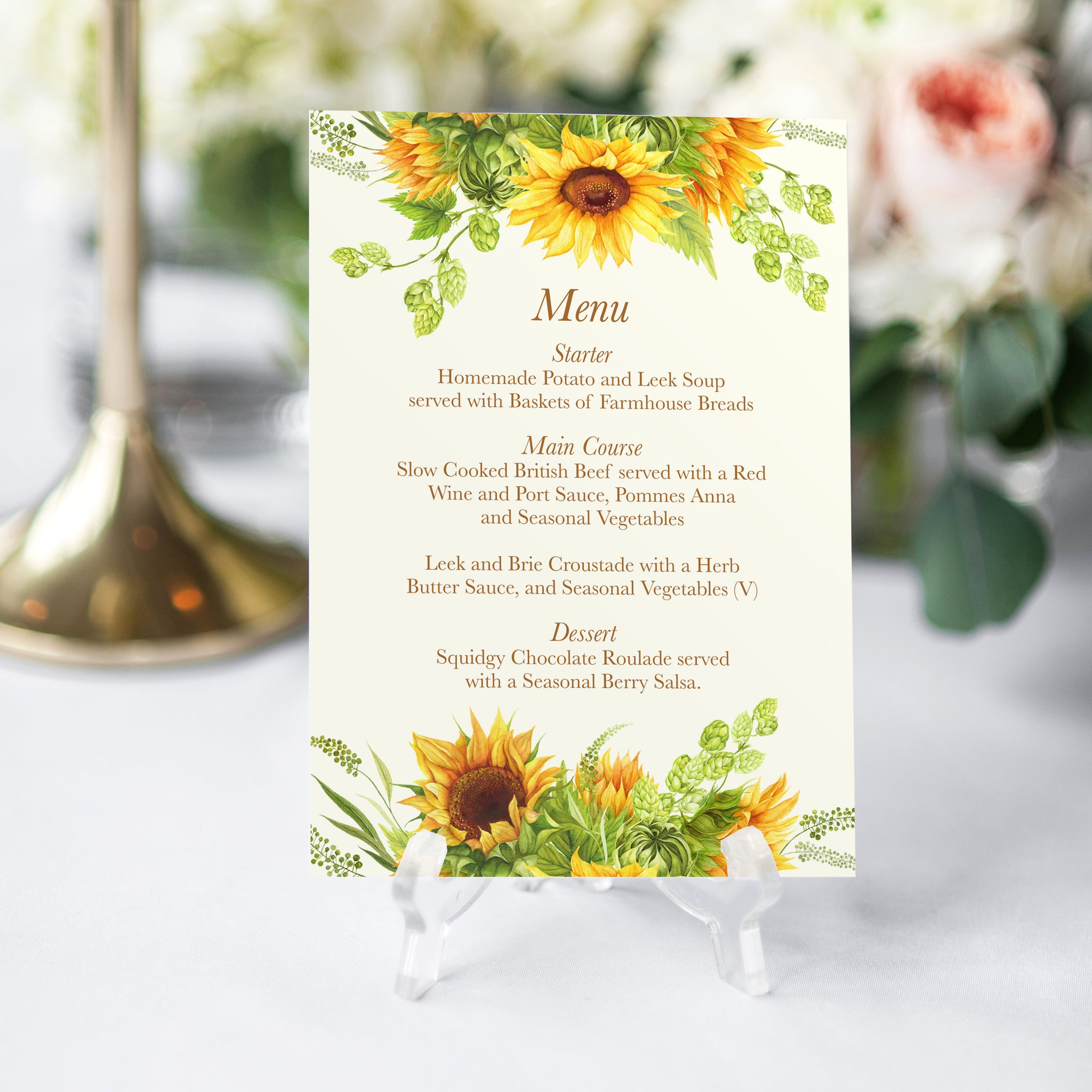 Rustic Sunflower Wedding Menu Rustic Wedding Country Wedding