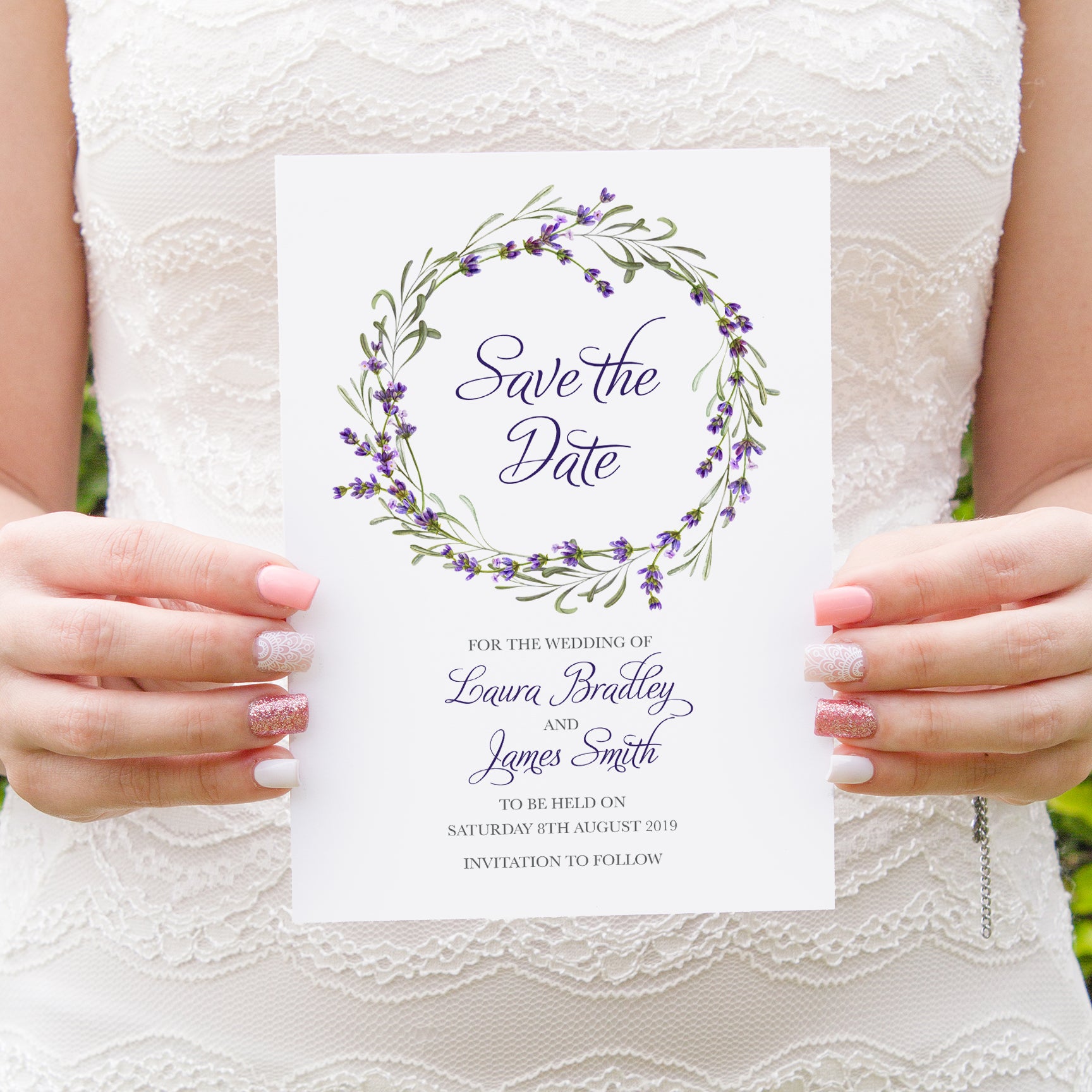 Lavender Save the Date Cards, Rustic Wedding, Rosemary Herb Invitation – STNStationery