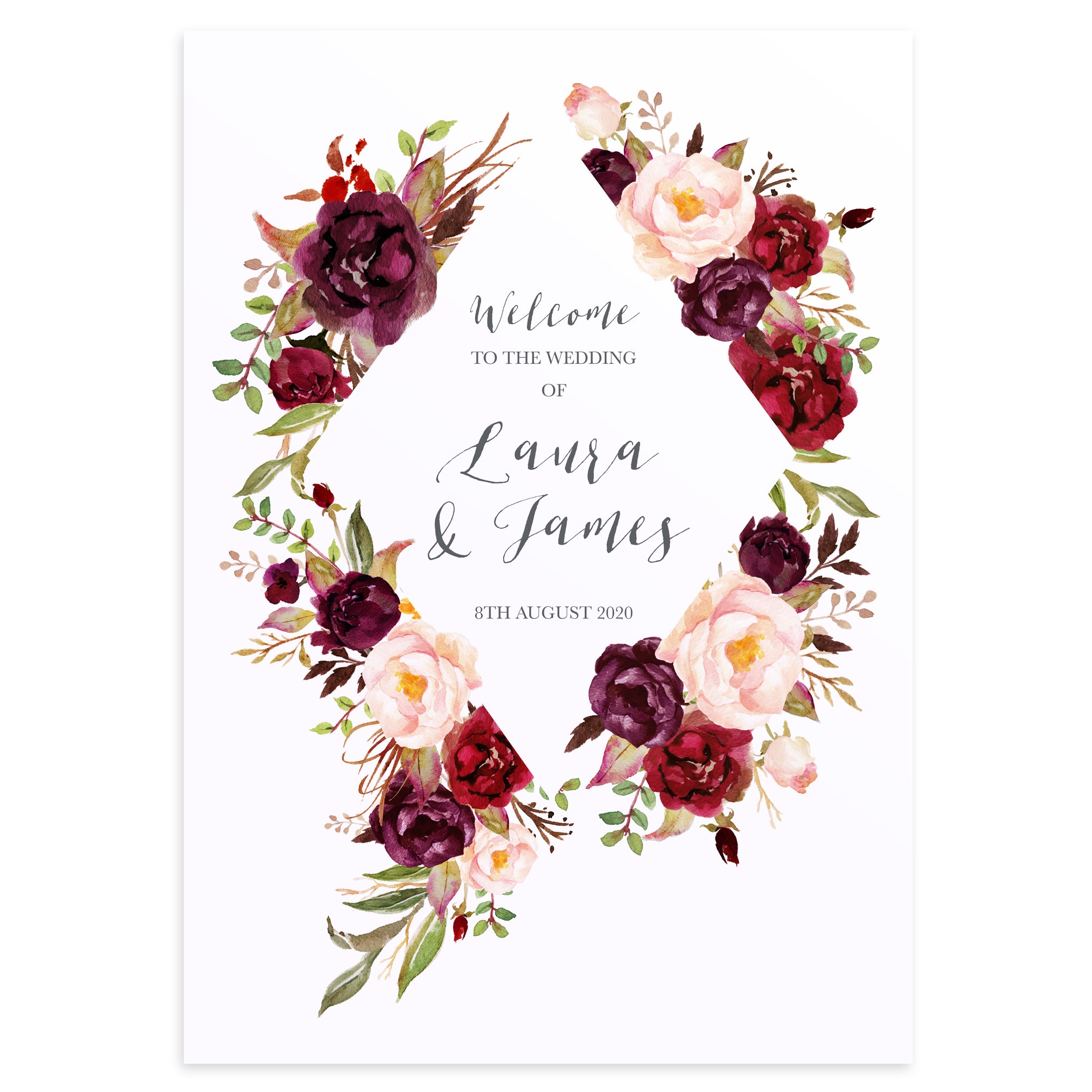 Boho Red Rose Welcome Sign, Burgundy Invite, Red Roses, Red Wedding, B –  STNStationery