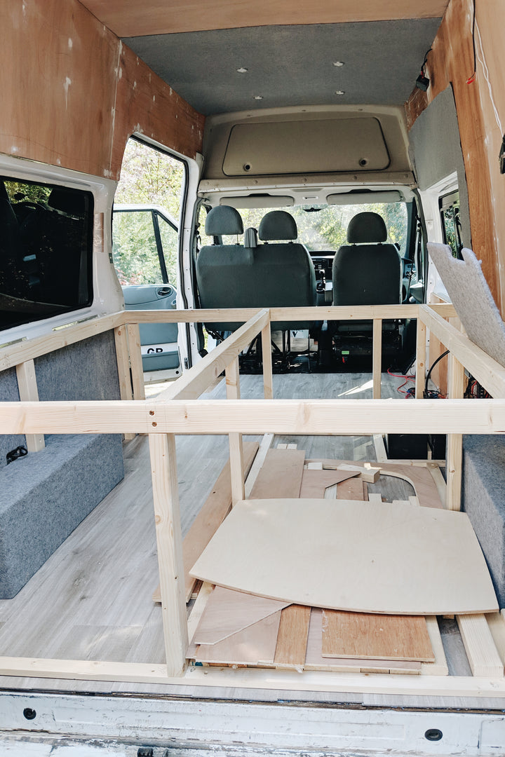 How to build a bed frame and cabinets in your camper van - vanlifer