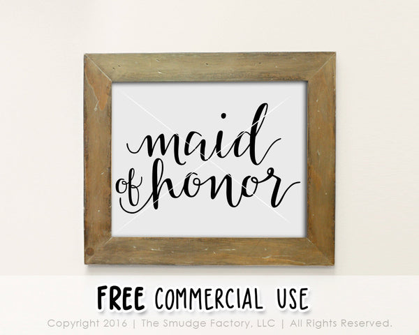 Download Maid Of Honor SVG & Printable - The Smudge Factory