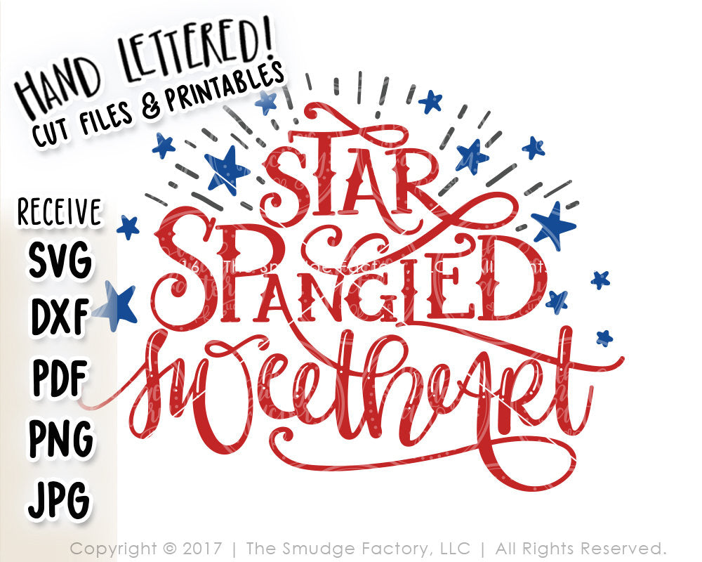 Star Spangled Sweetheart SVG & Printable - The Smudge Factory
