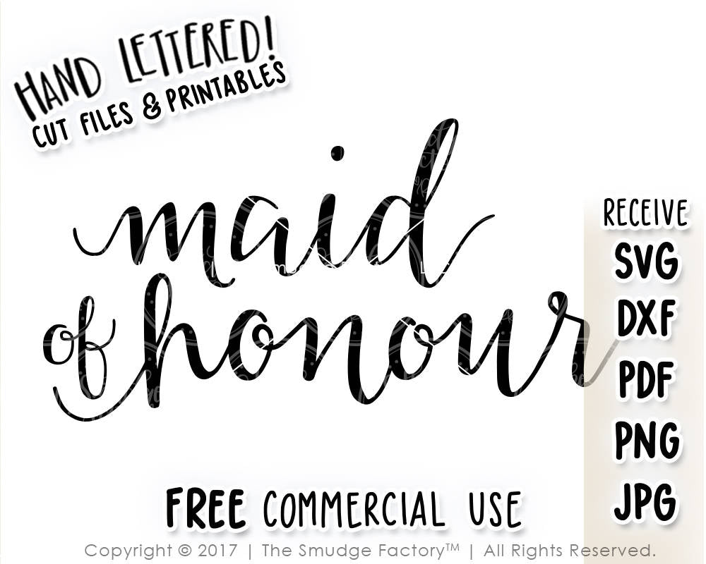 Download Maid Of Honour SVG & Printable - The Smudge Factory