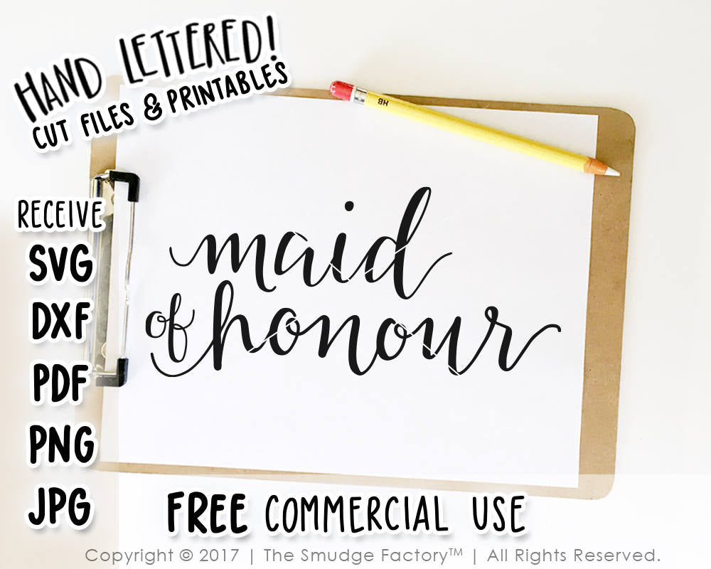 Maid Of Honour SVG & Printable - The Smudge Factory