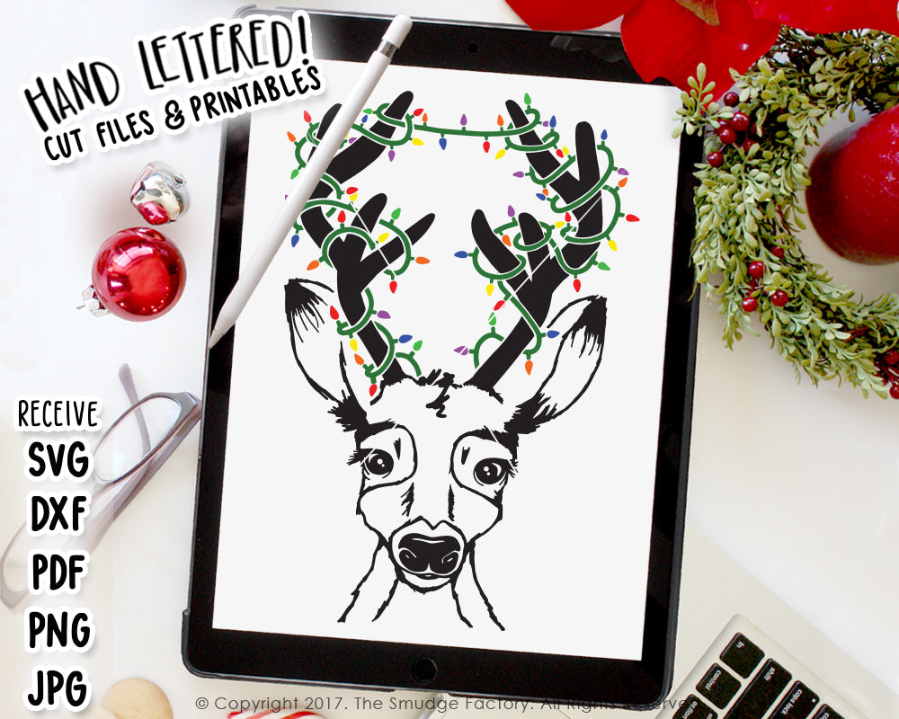 Download Reindeer With Lights SVG & Printable - The Smudge Factory