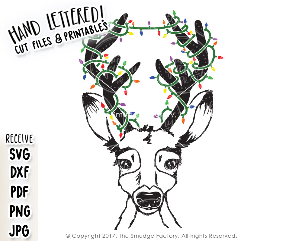 Download Reindeer With Lights SVG & Printable - The Smudge Factory