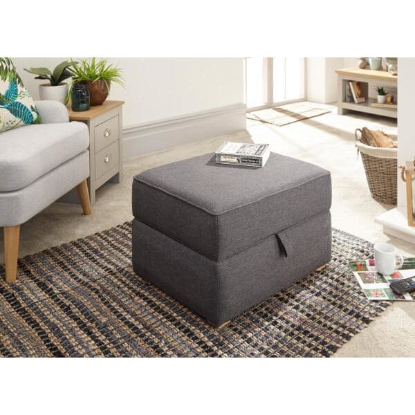 Dauphine Square Storage Footstool Charcoal Grey Hopsack Foot Stools Home Centre Direct 