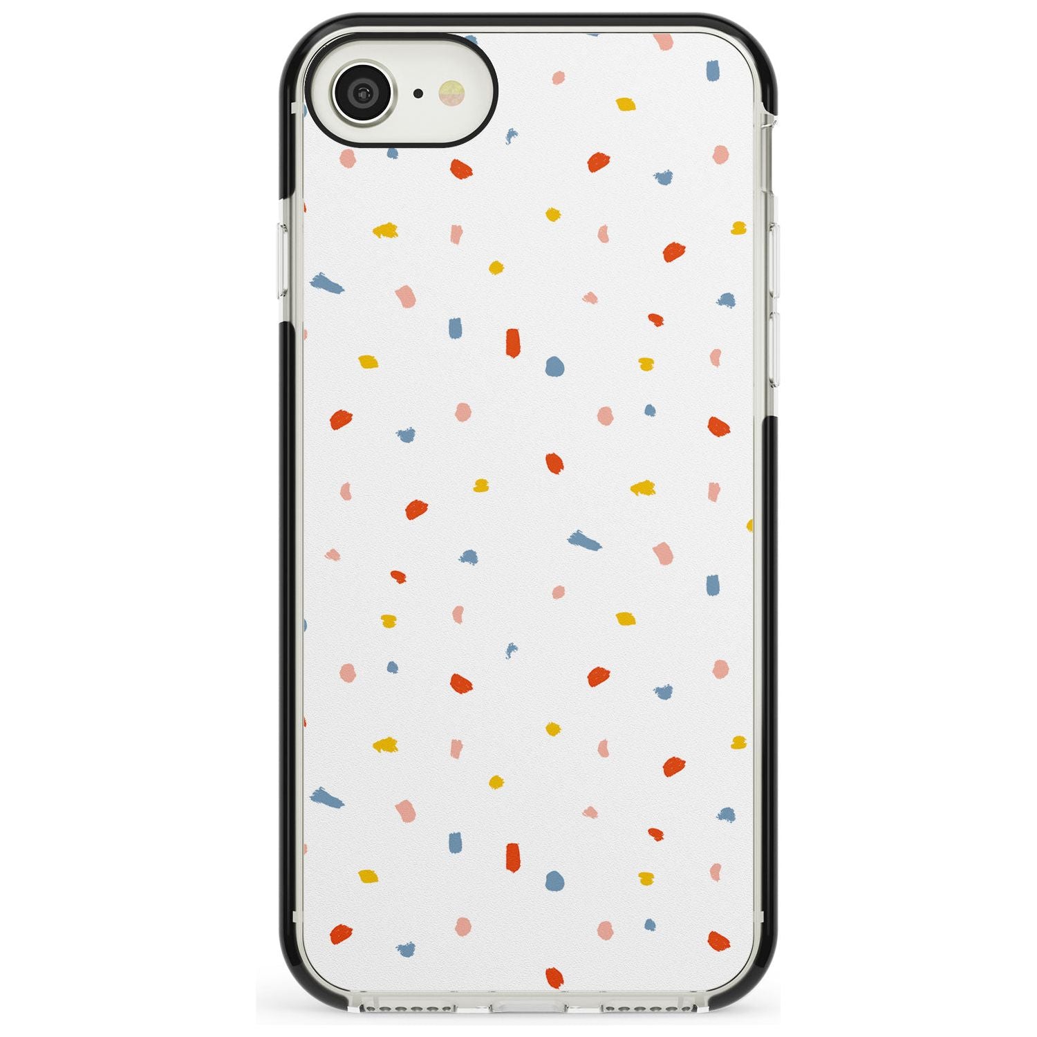 Confetti Print on Solid White Black Impact Phone Case for iPhone SE 8 7 Plus