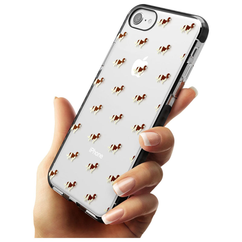 Cavalier King Charles Spaniel Pattern Clear Black Impact Phone Case for iPhone SE 8 7 Plus