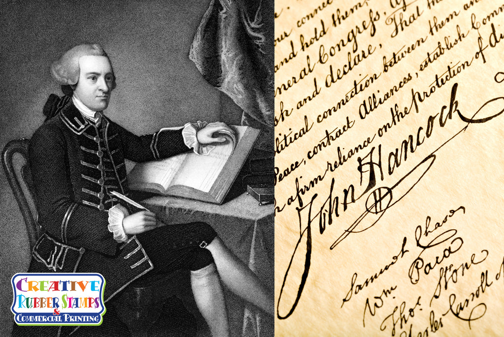 John Hancock signing a document