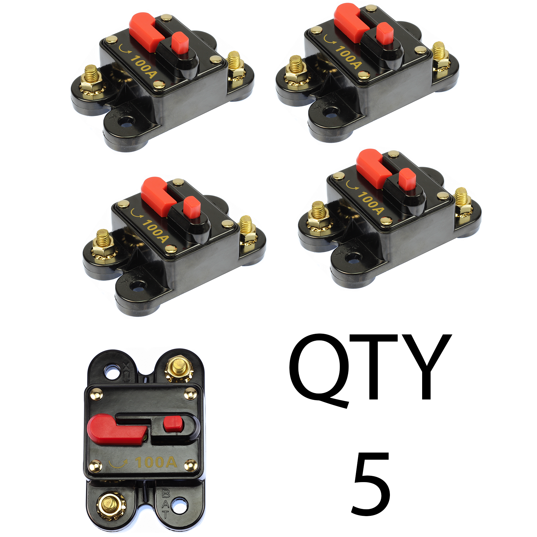 (5) Circuit Breaker with gold plated terminals Manual Reset/Self Test