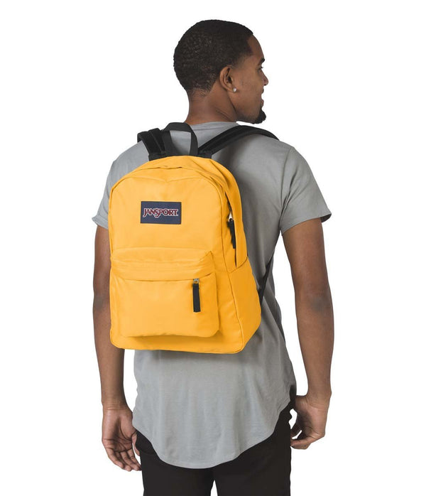 yellow jansport bag