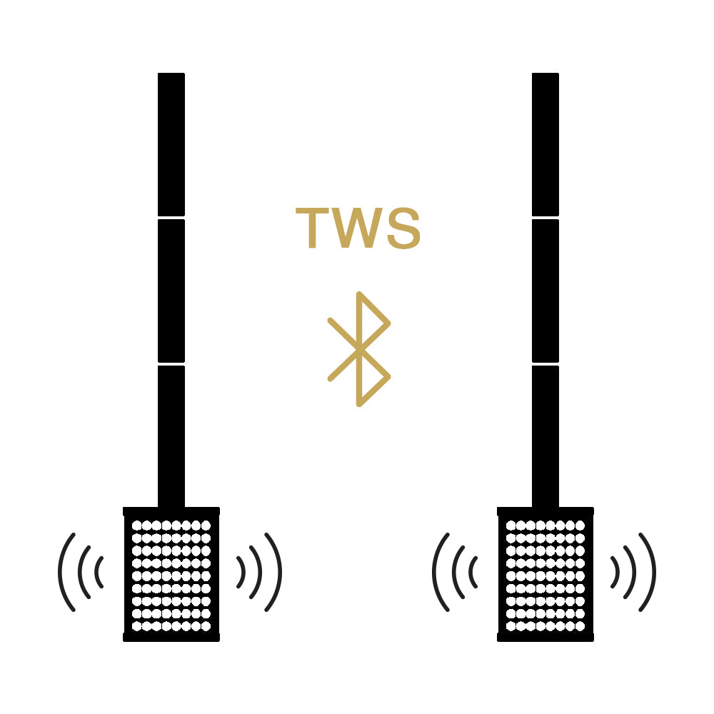 Sound Town CARPO-L1 Portable Line Array Column PA/DJ System w/ 200W RMS, 8" Subwoofer, 1 x Speaker, 2 x Spacers, TWS Bluetooth, 3-Channel Mixer, Carry Bag - The speaker is equipped with Bluetooth 5.0 and so you can stream music from your Bluetooth enabled devices. The True Wireless Stereo (TWS) function allows you to pair two CARPO-L1 speakers at the same time for even more powerful real stereo sound.