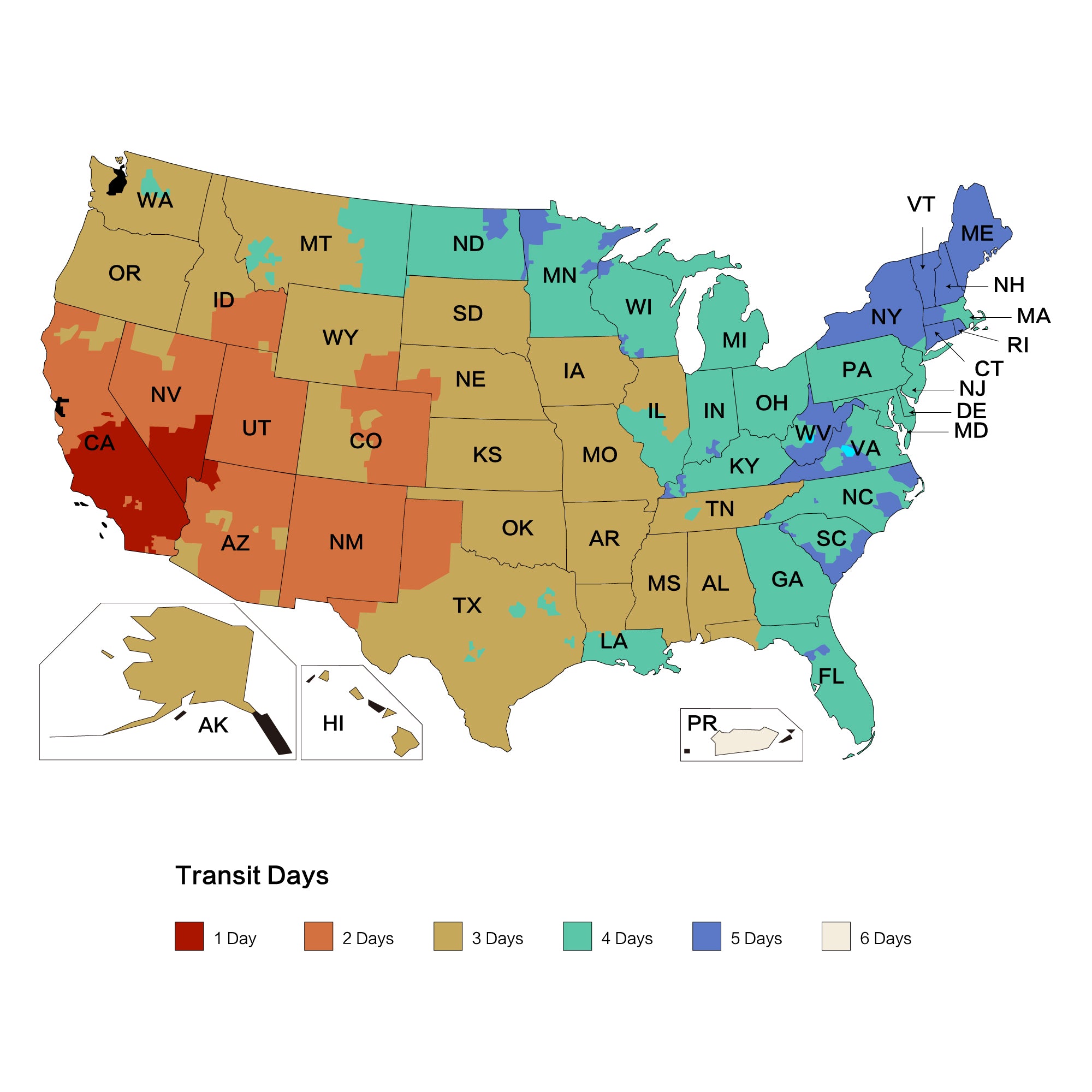 SOUND TOWN SHIPPING POLICY DELIVERY TIME MAP