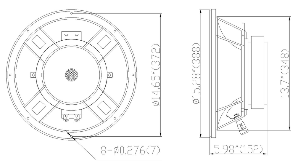 Sound Town STLF-15GA 15" 300W Cast Aluminum Frame Woofer w/ 3" Voice Coil, Replacement Woofer for PA/DJ Speaker, Bass Guitar Cabinets - Mounting Information, Recommending Enclosure Volume, Size and Dimensions