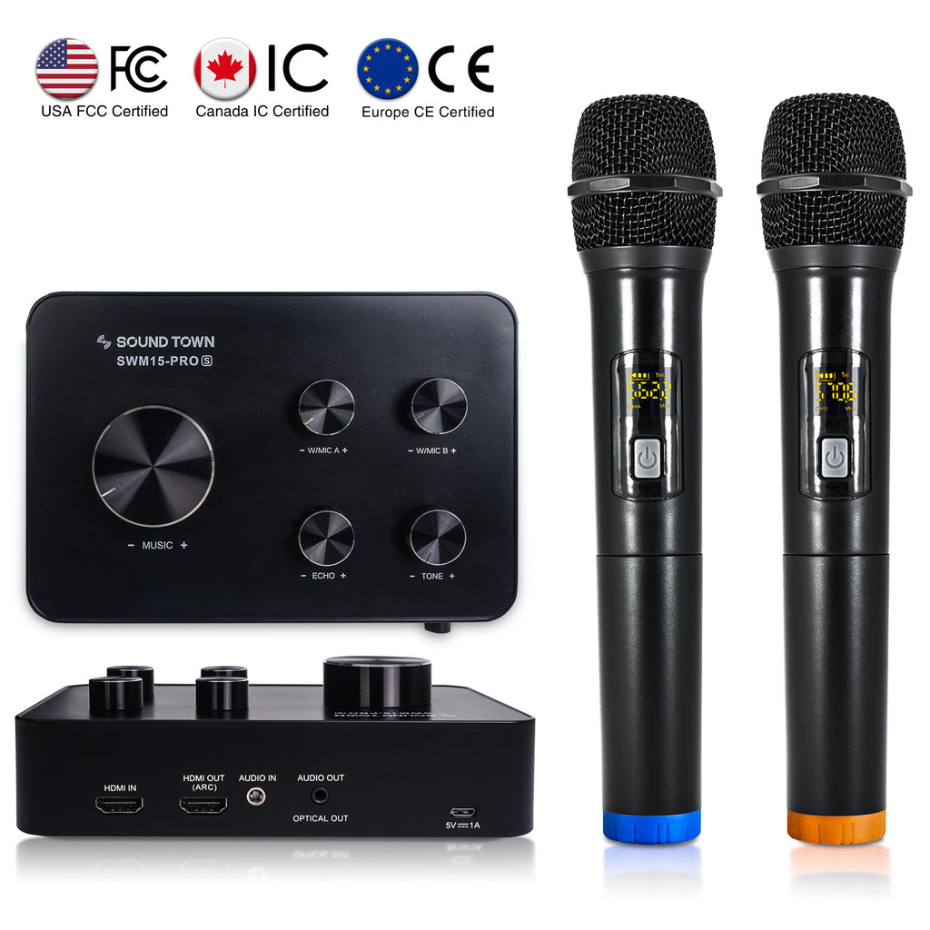 Sinds Tactiel gevoel schoenen SWM15-PRO Wireless Karaoke Microphone Mixer System w/ HDMI ARC, Optical,  Bluetooth – Sound Town