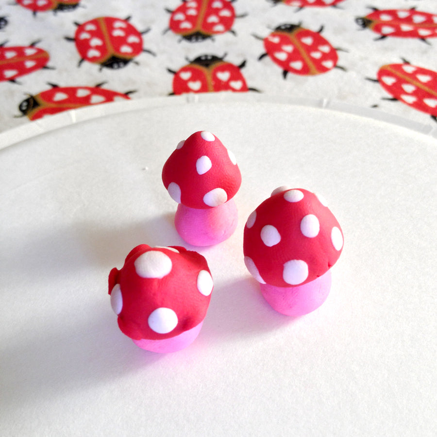 Finished mini mushrooms DIY erasers with Creatibles