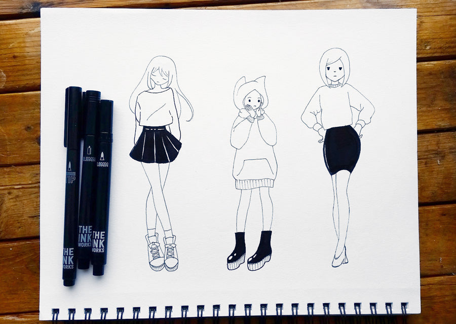 Paper doll artwork with The Ink Works Markers