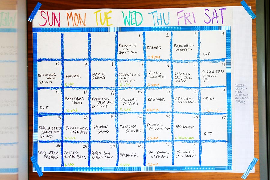 monthly meal planning calendar