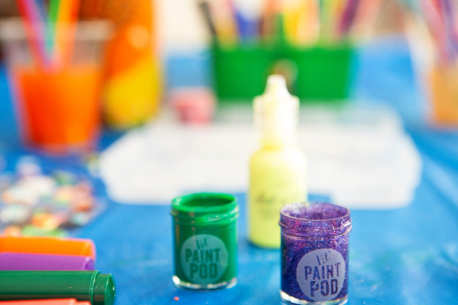 OOLY lil' Poster Paint Pods with a painting craft project