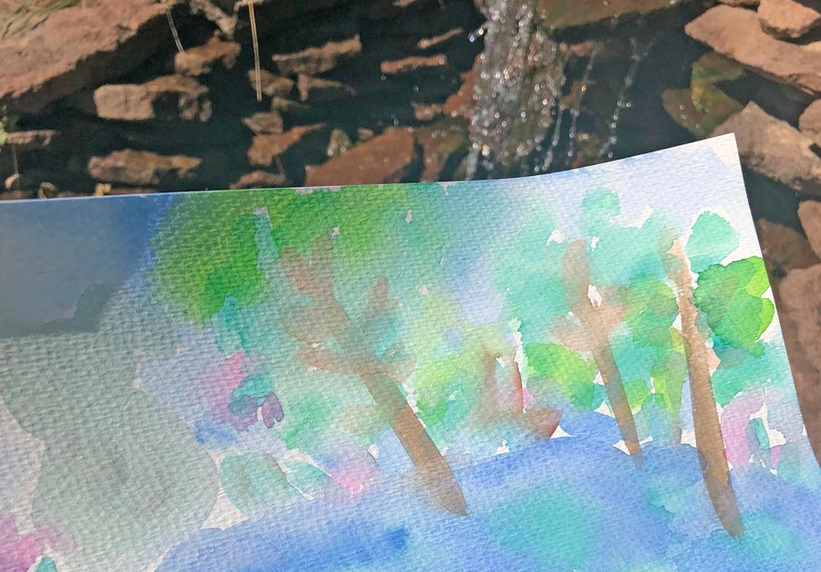 Outdoor watercoloring made with OOLY Chroma Blends paints