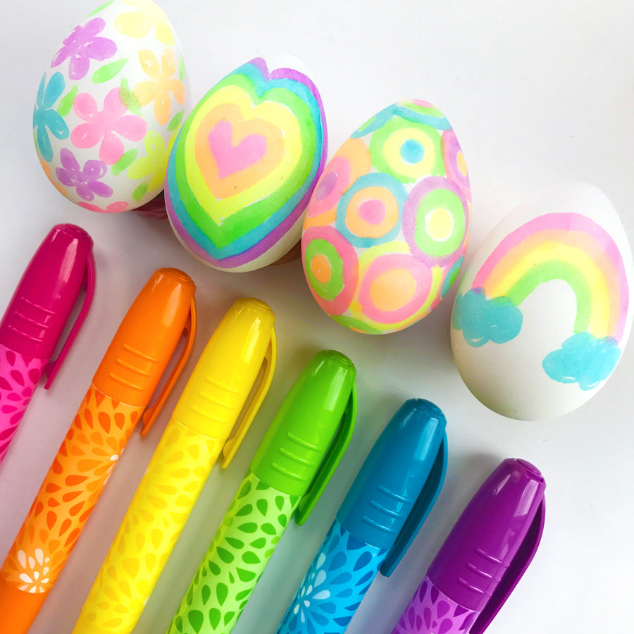 Easter eggs decorated with Jumbo Juicy Highlighters