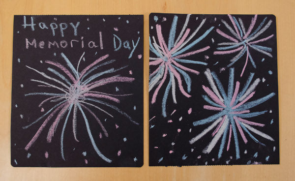 Chalk show up great on black paper and makes for a great night sky firework craft.