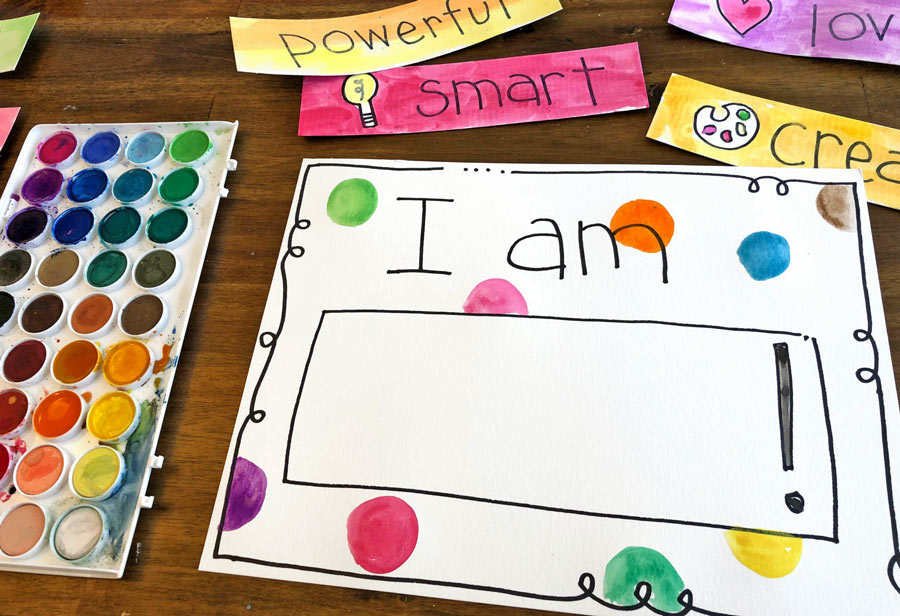 I AM DIY kindness game made with watercolor paint