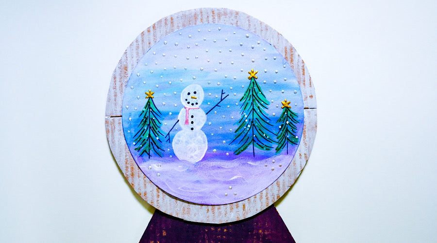 winter scene on paper snow globe