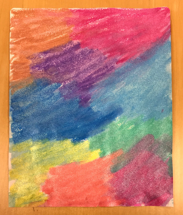 You can color with Sparkle Watercolor Gel Crayons. Add some color for an amazing sparkly watercolor effect.