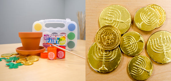 You can use gelt or any chocolate coins for a fun St. Patrick's Day decoration