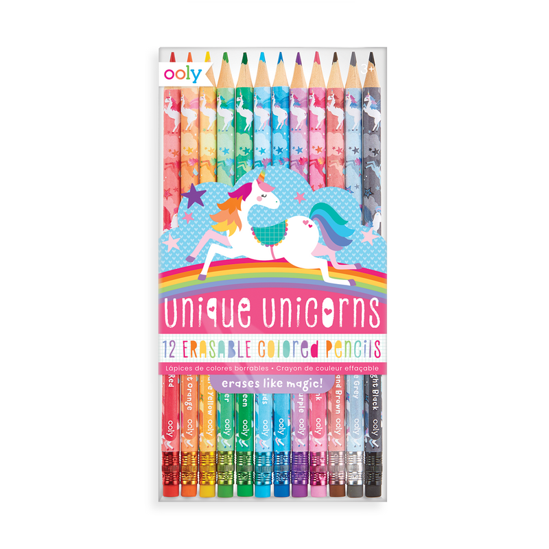 unique unicorns erasable colored pencils  set of 12