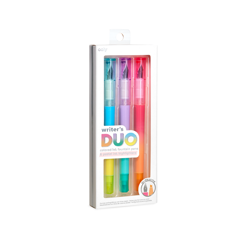 zonne Weglaten Modieus Writer's Duo 2 in 1 Fountain Pens + Highlighters - Set of 3 - OOLY