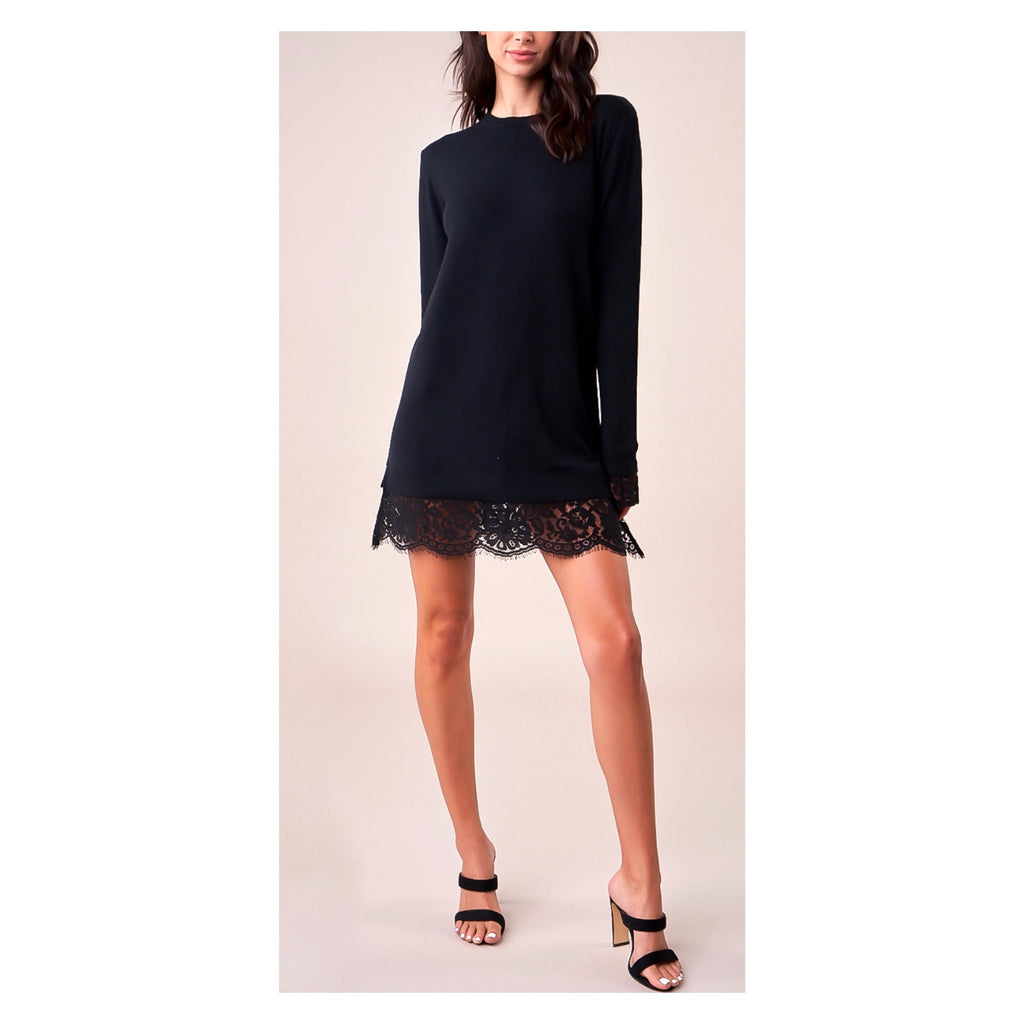 black fine knit jumper dress