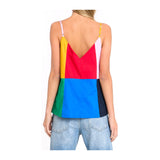 Red Blue Yellow Pink Navy & Green Poplin Cami with V Cut Back