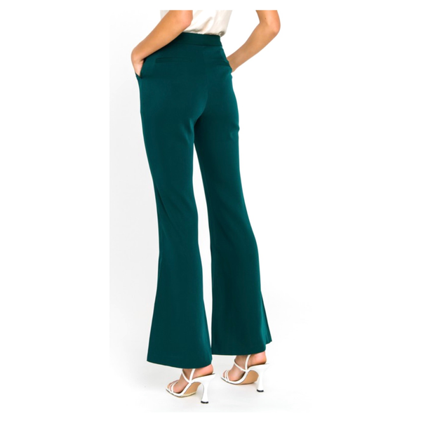 Emerald Green High Waisted Flared Hem Dress Pants with Pockets - James ...