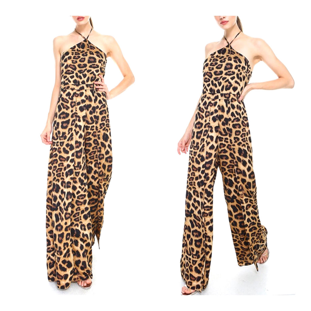 leopard print flared jumpsuit