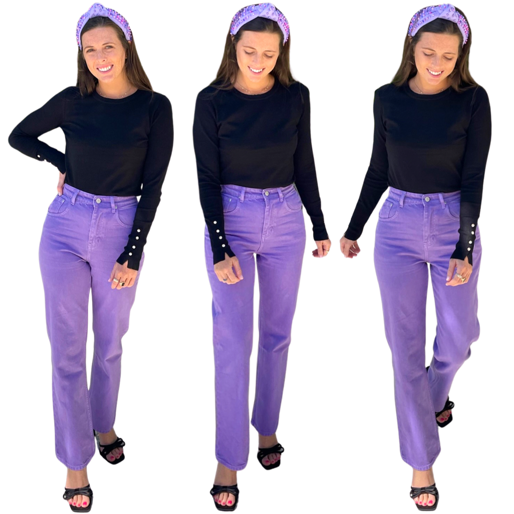 Purple High Waisted Della Jeans - James Ascher