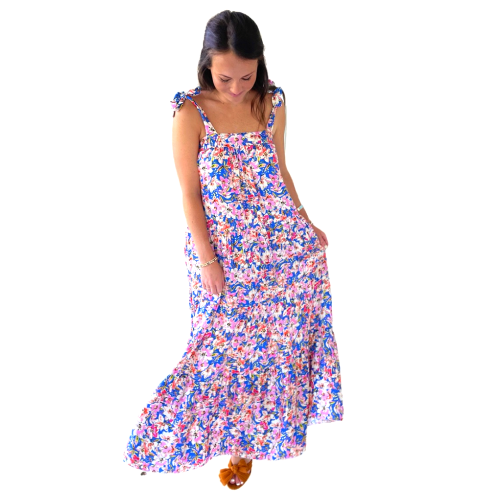 Blue & Pink Floral Esmerelda Maxi - James Ascher