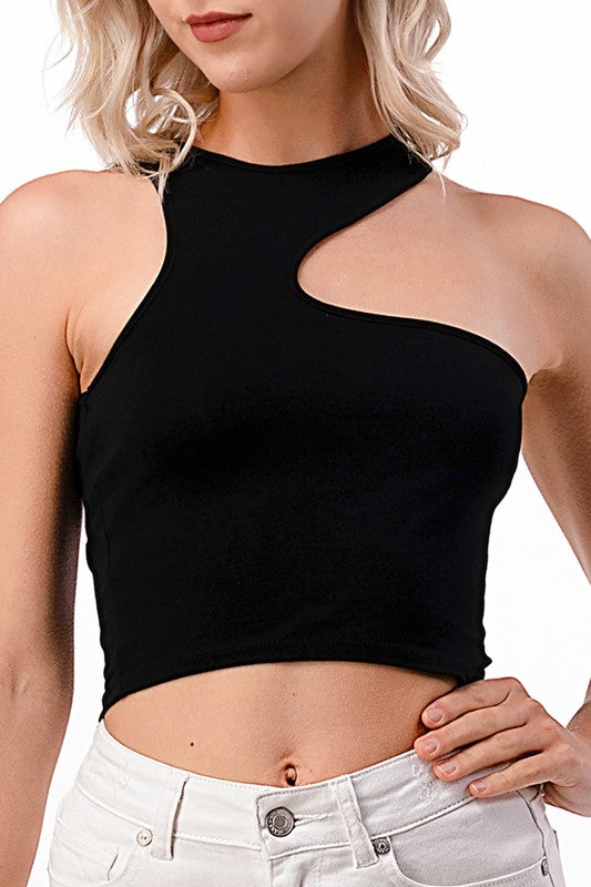 White Asymmetric Contour Rib Crop Top – STYLED BY ALX COUTURE