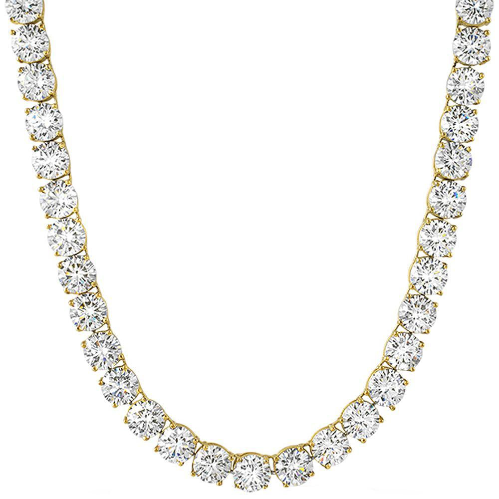 Gold Steel 8MM CZ Bling Bling 1 Row Tennis Chain - ugleam product image