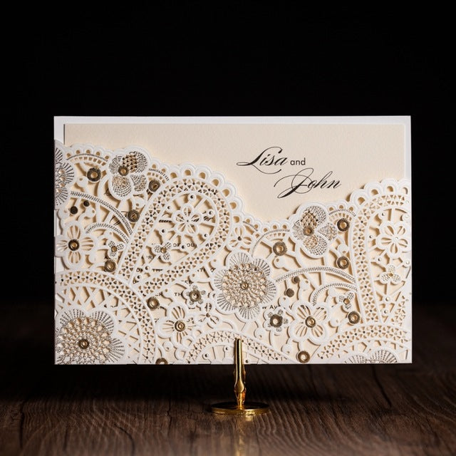 Elegant Foil Embossing Wedding Invitation Pocket Amazingcards Ca